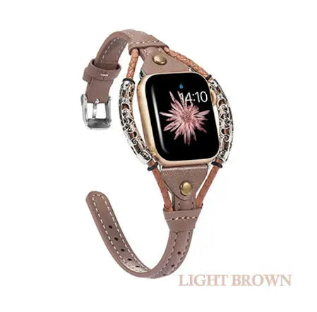 Handmade vintage metal bracelet fashion leather strap - Bellarte Enchanté Handmade vintage metal bracelet fashion leather strap